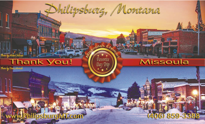 2016 The Missoulian ~ Missoula's Favorite Day Trip Award
									<br />
									Page xx
									  ♦  
									9⅞"W x 5 24⁄25"H<br />
									30# Newsprint